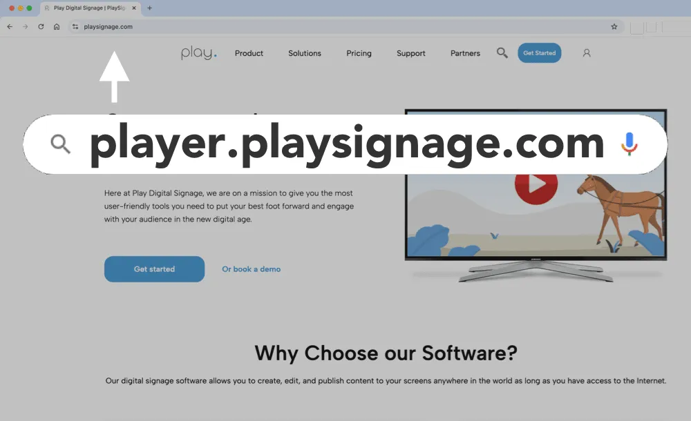 Play Digital Signage’i veebipleier (PWA) avatud brauseris